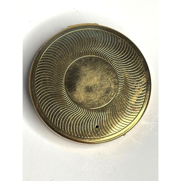Vintage MCM Merle Norman Empty Powder Compact Boomerang Atomic Age Gold Tone - Picture 2 of 6